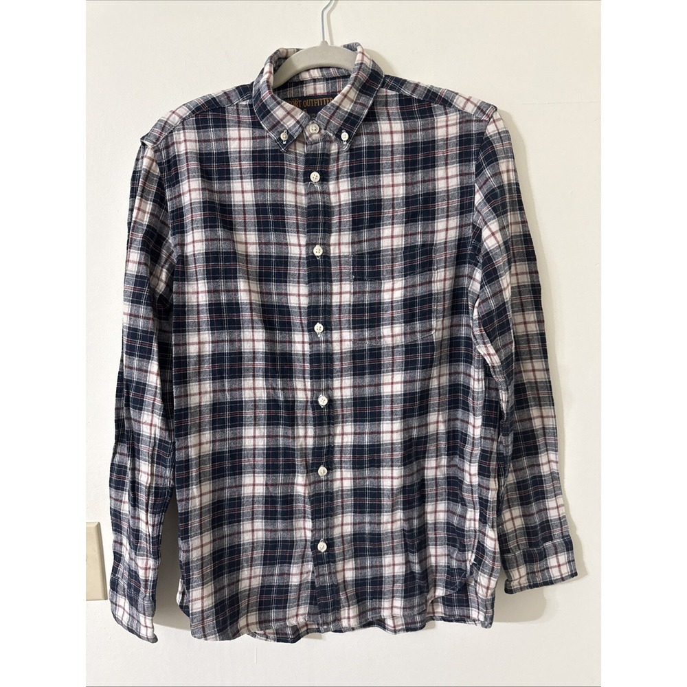Comfort Outfitter Long Sleeve Blue Plaid Button Up Shirt Men's Size Small
